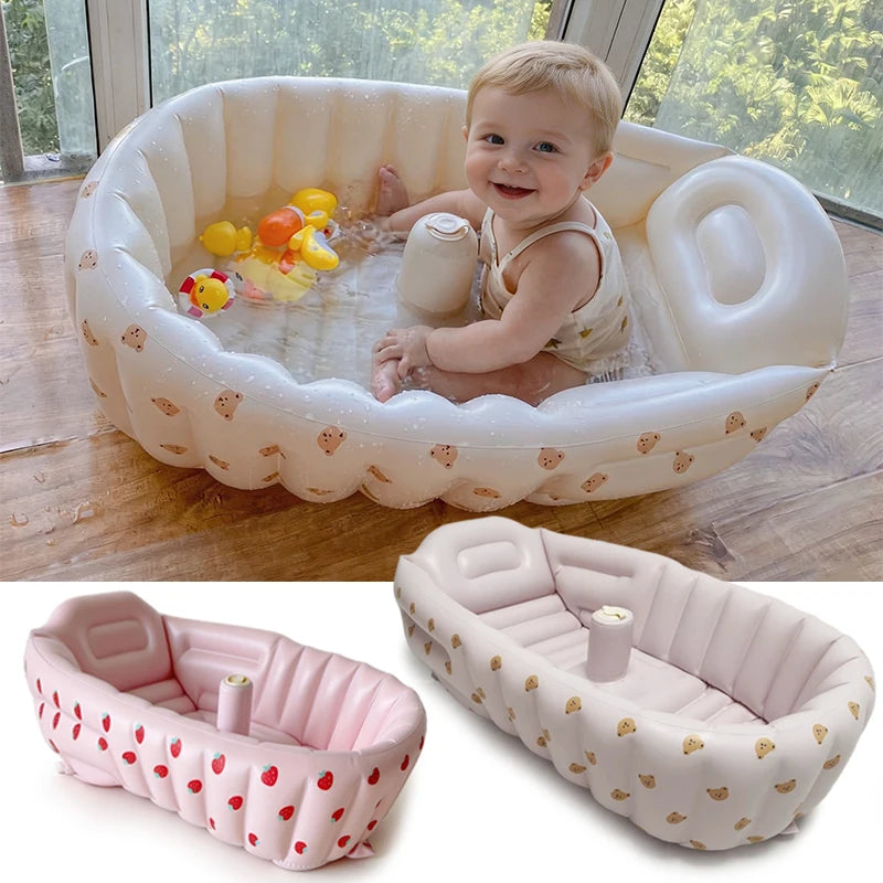 Cute Bear Baby Swimming Bathtub Children's Portable Outdoor All-in-one Inflatable Pool Children's Bathtub Newborn Swimming Pool