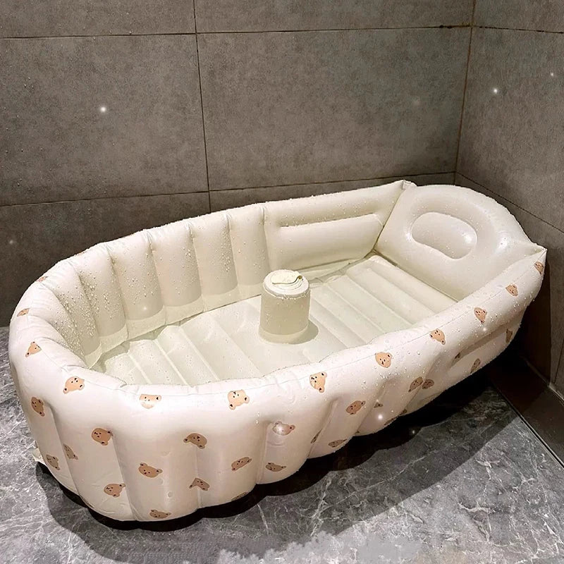 Cute Bear Baby Swimming Bathtub Children's Portable Outdoor All-in-one Inflatable Pool Children's Bathtub Newborn Swimming Pool